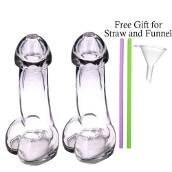 Szklanka do picia w kształcie penisa - ze słomkami / lejkiem - 150 ml - 2 sztukiBar Zaopatrzenie