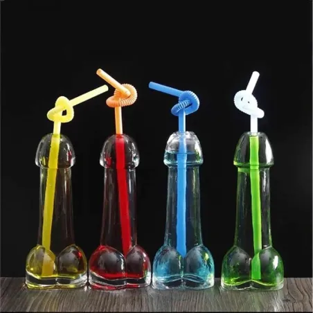 Szklanka do picia w kształcie penisa - ze słomkami / lejkiem - 150 ml - 2 sztukiBar Zaopatrzenie