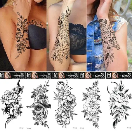 Black roses / flowers - temporary tattoo - stickerStickers