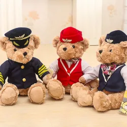 Pilot / captain teddy bear - flight attendant - plush toyCuddly toys
