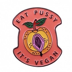 "Eat pussy it's vegan" - przypinka - broszkaBroszki