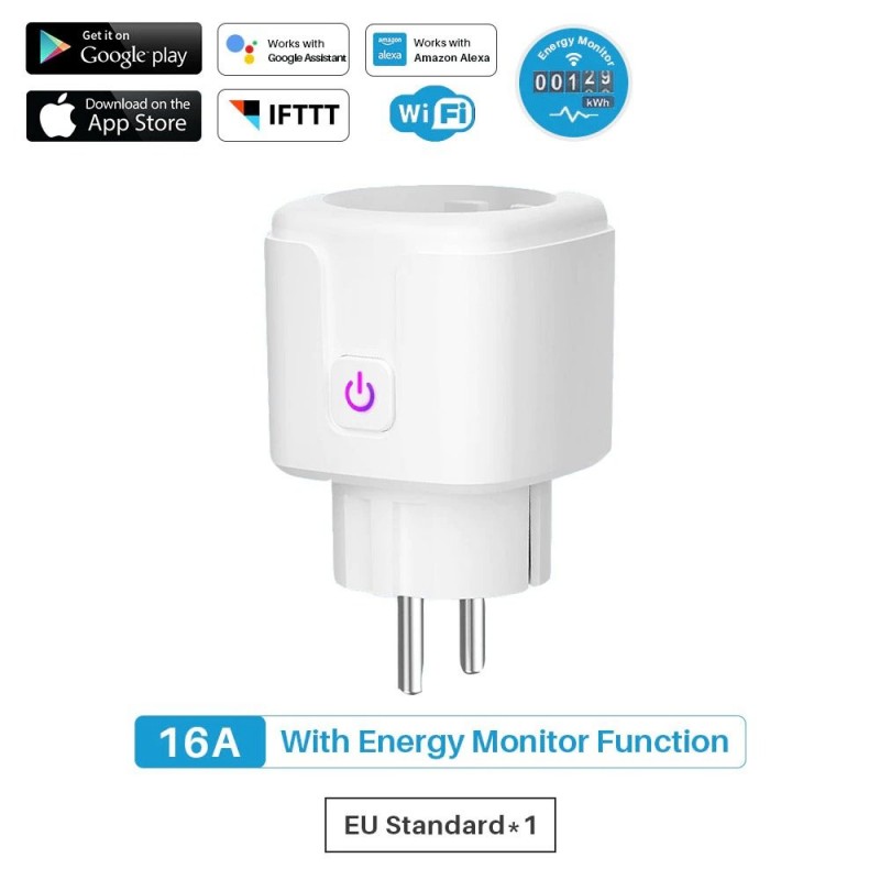 16A - WiFi - Smart plug - socket with power energy monitor - Alexa / Google assistantPlugs