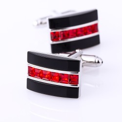 Luxury black cufflinks with red crystalCufflinks