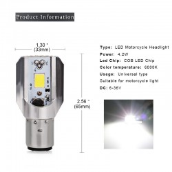 Motorcycle LED headlight bulb - H6 BA20D - 6000KLights