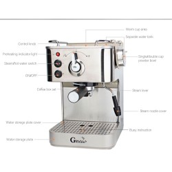 Gustino 19 Bar - semi automatic coffee maker - milk foamer - stainless steelKitchen