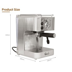 Gustino 19 Bar - semi automatic coffee maker - milk foamer - stainless steelKitchen