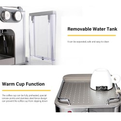 Gustino 19 Bar - semi automatic coffee maker - milk foamer - stainless steelKitchen