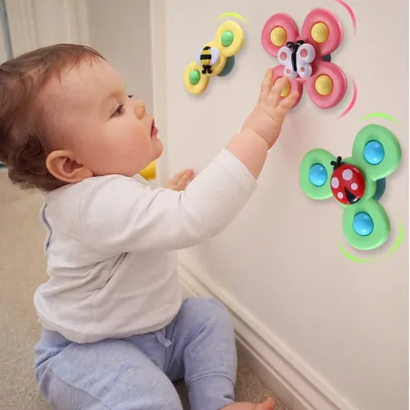 Zabawka obrotowa dla dziecka - fidget spinner - z przyssawką - 3 sztukiFidget spinner
