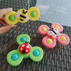 Zabawka obrotowa dla dziecka - fidget spinner - z przyssawką - 3 sztukiFidget spinner