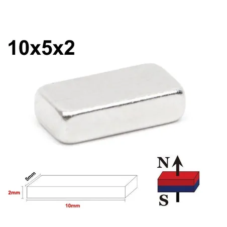 N52 - neodymium magnet - strong rectangular block - 10mm * 5mm * 2mm - 50 piecesN52