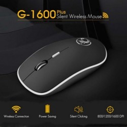 Bezprzewodowa mysz optyczna - z odbiornikiem USB - ergonomiczna - cicha - 2,4 Ghz - 1600 DPIMyszki