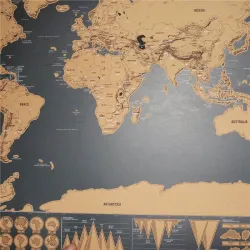 Czarna mapa zdrapka - mapa podróży po świecie - naklejka ściennaNaklejki Ścienne