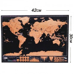 Czarna mapa zdrapka - mapa podróży po świecie - naklejka ściennaNaklejki Ścienne