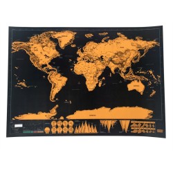 Czarna mapa zdrapka - mapa podróży po świecie - naklejka ściennaNaklejki Ścienne