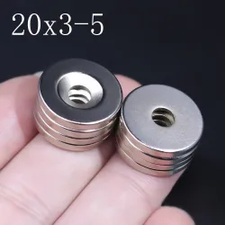 N35 - neodymium magnet - strong disk - 20mm * 3 mm - with 5mm holeN35
