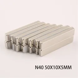 N40 - magnes neodymowy - mocny prostokątny blok - 50mm * 10mm * 5mmN40