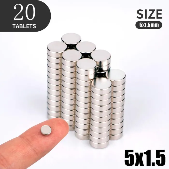 N35 - magnes neodymowy - mocny krążek - 5mm * 1,5mm - 20 sztukN35