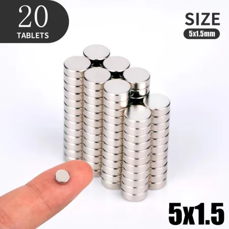 N35 - magnes neodymowy - mocny krążek - 5mm * 1,5mm - 20 sztukN35