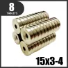 N35 - neodymium magnet - strong disc - 15mm * 3mm - with 4mm hole - 8 piecesN35