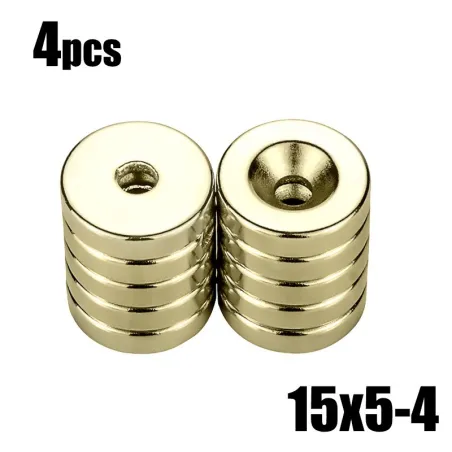 N35 - magnes neodymowy - mocna tarcza - 15mm * 5mm - z otworem 4mm - 4 sztukN35