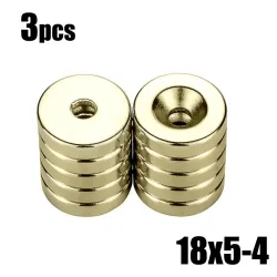 N35 - magnes neodymowy - mocna tarcza - 18mm * 5mm - z otworem 4mm - 3 sztukiN35