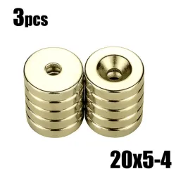 N35 - magnes neodymowy - mocna tarcza - 20mm * 5mm - z otworem 4mm - 3 sztukiN35
