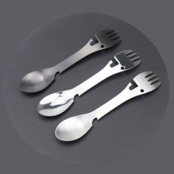 Multi-function stainless steel cutlery - spoon - fork - knife - bottle / can openerCutlery