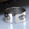 Buddhist heart sutra ring - lotus - silver - resizable - unisexRings