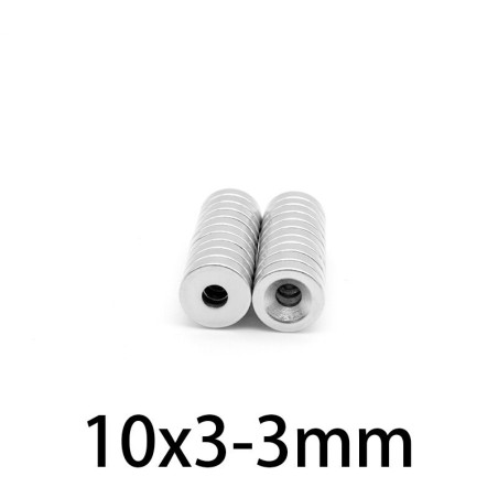 N35 - magnes neodymowy - wpuszczany - 10mm * 3 mm - z otworem 3mmN35