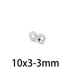 N35 - magnes neodymowy - wpuszczany - 10mm * 3 mm - z otworem 3mmN35