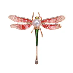 Crystal dragonfly with pearl - broochBrooches