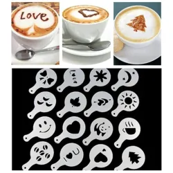 Szablony do kawy - cappuccino - latte - wzorniki - 16 sztukKawa