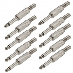 1/4" Mono audio jack metal - 6.35mm - 75 * 15mm - 10 piecesPlugs