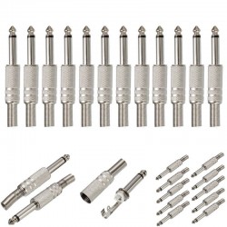 1/4" Mono audio jack metal - 6.35mm - 75 * 15mm - 10 piecesPlugs