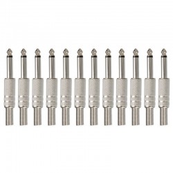 1/4" Mono audio jack metal - 6.35mm - 75 * 15mm - 10 piecesPlugs