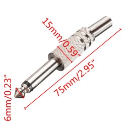 1/4" Mono audio jack metal - 6.35mm - 75 * 15mm - 10 piecesPlugs