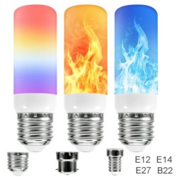 Lampa LED z płomieniem - żarówka z efektem ognia - 3 tryby - 5W - E27 - E12 - E14 - B22E14