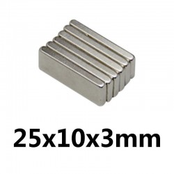 N35 - magnes neodymowy - mocny prostokątny blok - 25mm * 10mm * 3mmN35