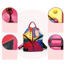 Leather backpack - with rivets - colorful rainbow colorsBackpacks