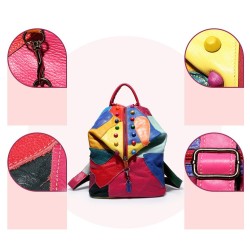 Skórzany plecak - z nitami - kolorowe kolory tęczyPlecaki