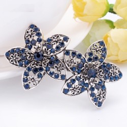 Elegancka spinka do włosów - podwójne niebieskie kryształowe kwiatySpinki Do Włosów