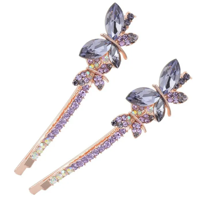 Double crystal butterfly - hairpin - 2 piecesHair clips