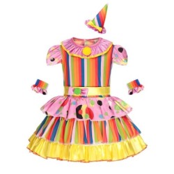 Sukienka klauna - kostium - kolorowe paski / kropkiKostiumy