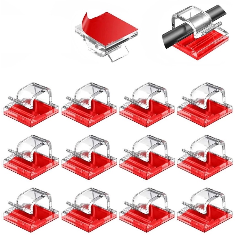 Plastikowy organizator kabli - klips - haczyk - z klejem - 10 sztukKleje & Taśmy