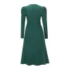 Elegant knitted dress - long sleeve - waist beltDresses