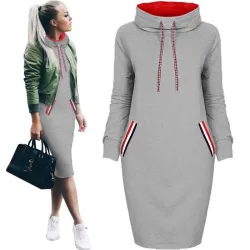 Elegancka sukienka do kolan - z golfemSukienki