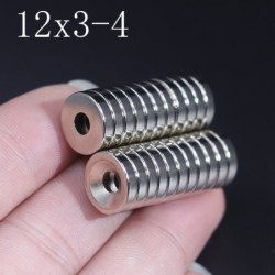 N35 - magnes neodymowy - mocny okrągły krążek - 12mm * 3mm - z otworem 4mmN35