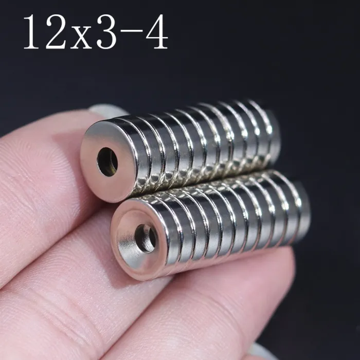 N35 - neodymium magnet - strong round disk - 12mm * 3mm - with 4mm holeN35
