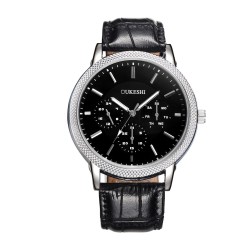 OUKESHI - Quartz stainless steel watch - leather braceletWatches