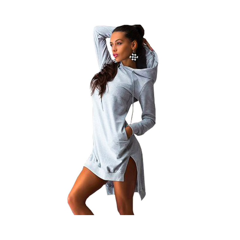 Damska sukienka z kapturem - długi sweterBluzy & Swetry